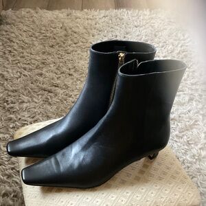 Michael Kors Black Ankle Booties with Gold Zipper